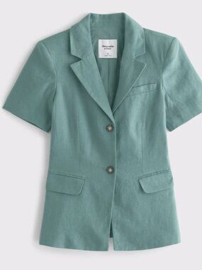 NWT Abercrombie & Fitch Short Sleeved Premium Linen Blazer